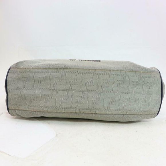 Fendi Du Jour Grommets Blue Zucco Print Calfskin Leather And Canvas Satchel - Picture 4 of 9